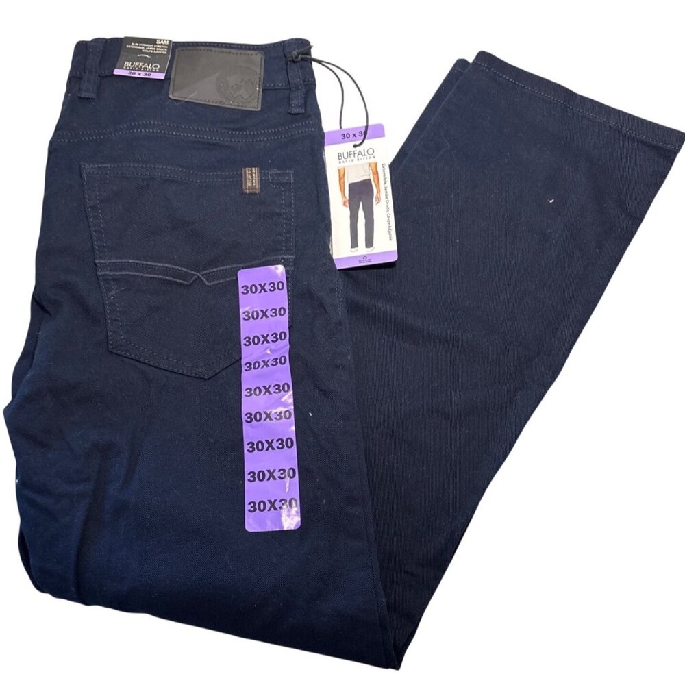 Buffalo SAM David Bitton Dark Blue Mens Slim Straight Stretch Jeans Size 30X30